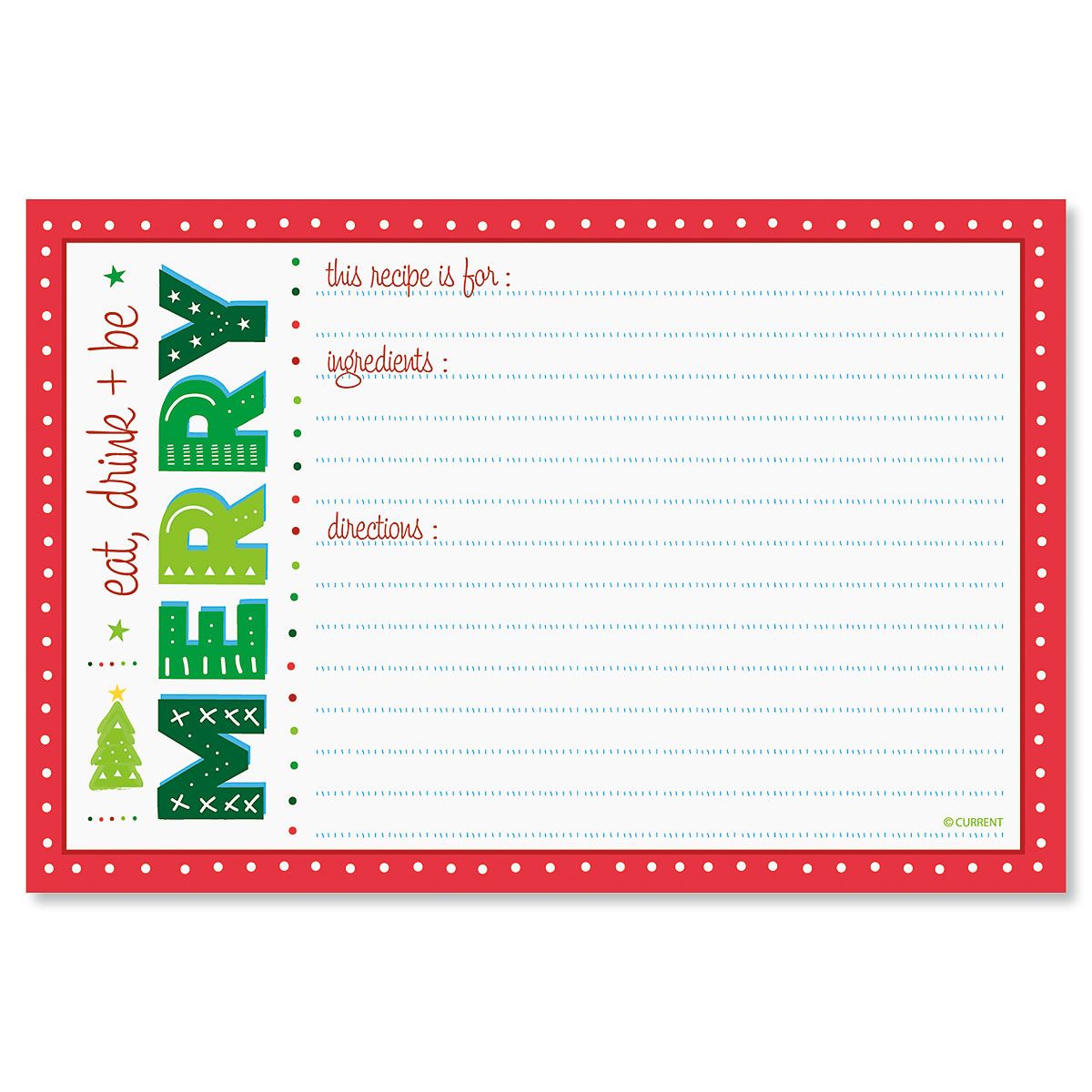 Merry Christmas Recipe Cards Current Catalog