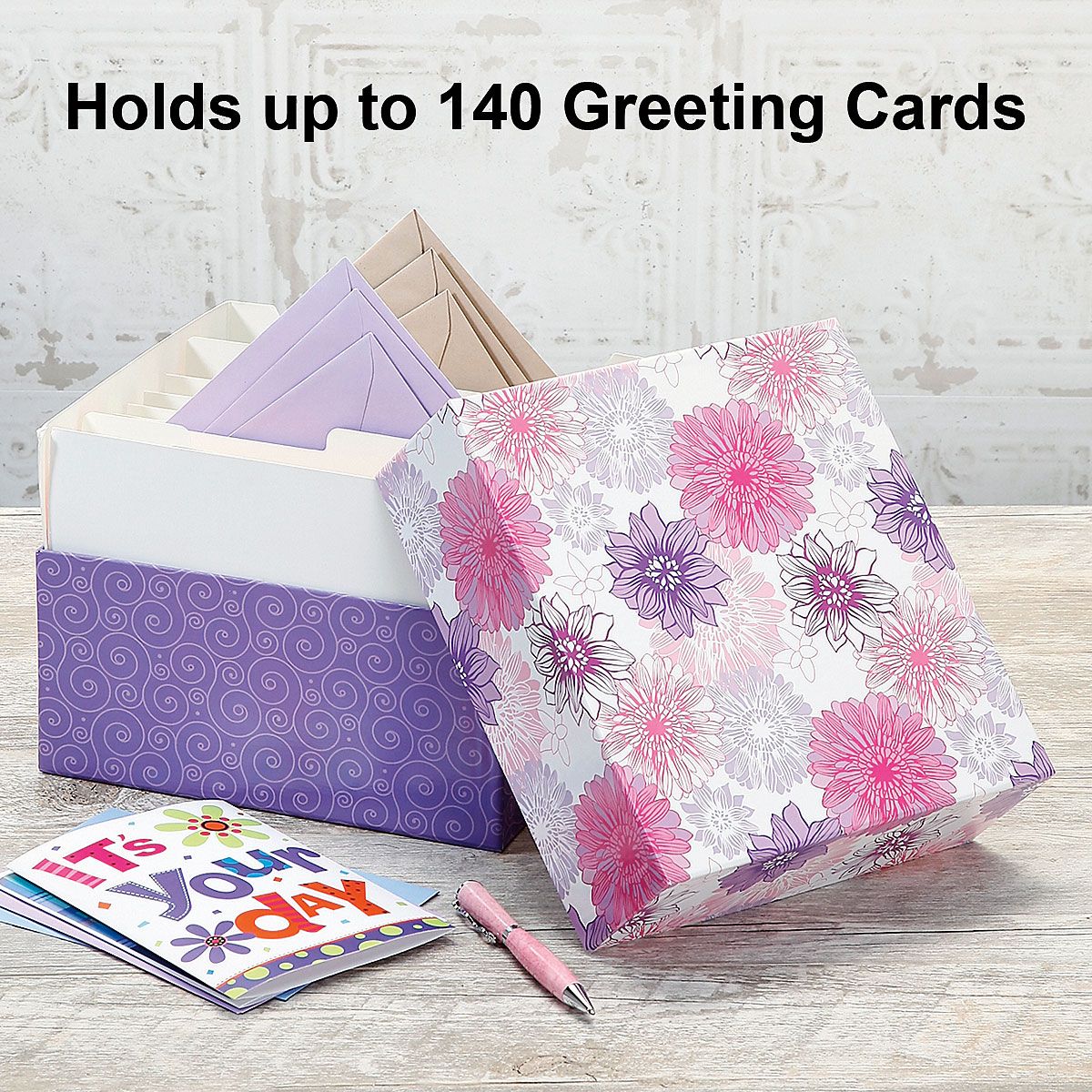 Lavender Blooms Greeting Card Organizer Box and Labels Current Catalog