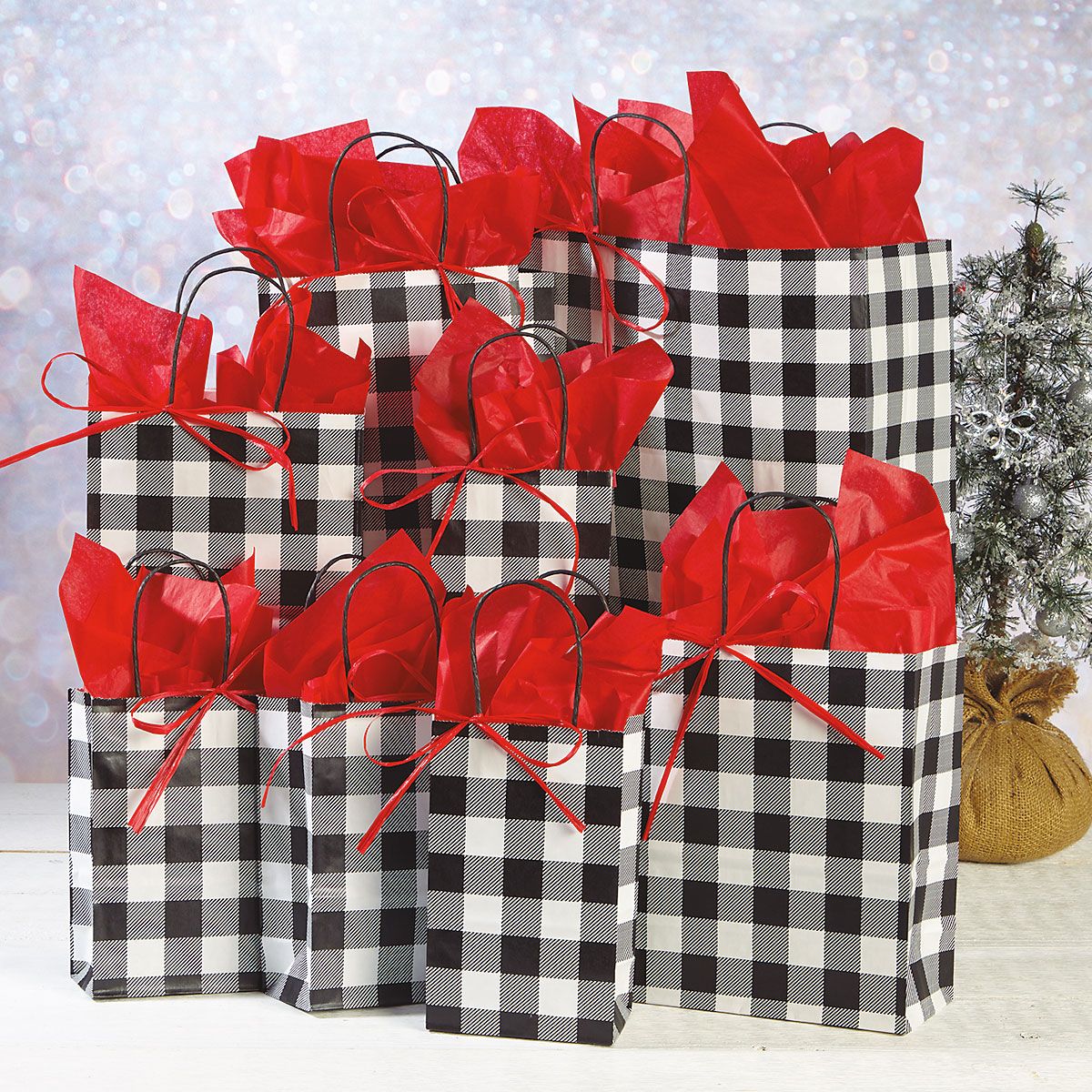 black and red gift bags