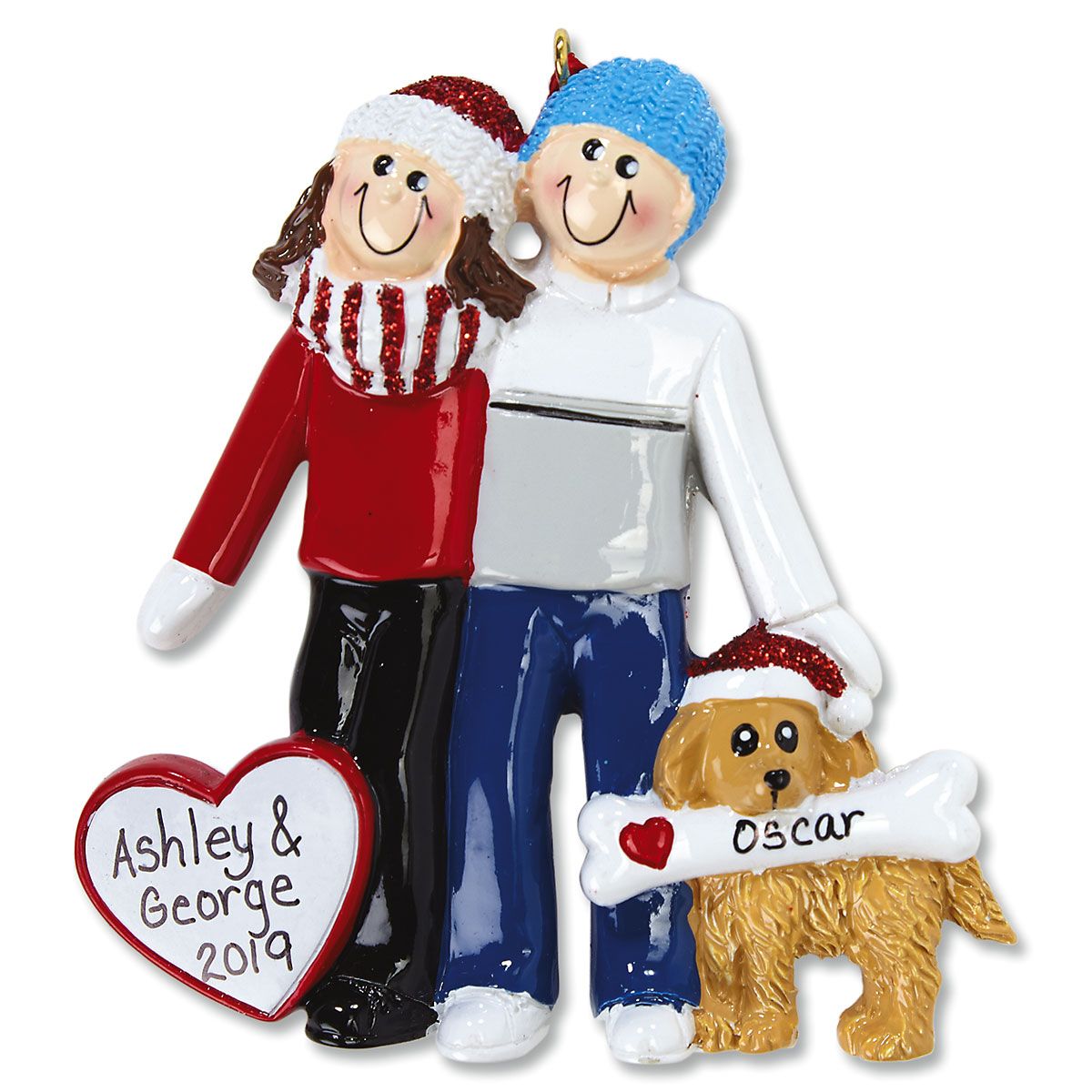 Couple & Dog Personalized Christmas Ornament Current Catalog