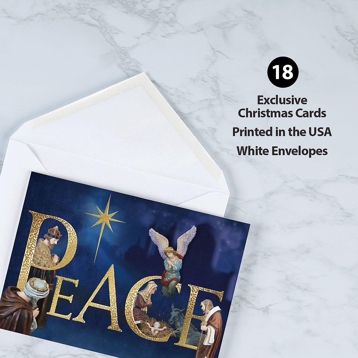 Peace Nativity Deluxe Foil Religious Christmas Cards | Current Catalog