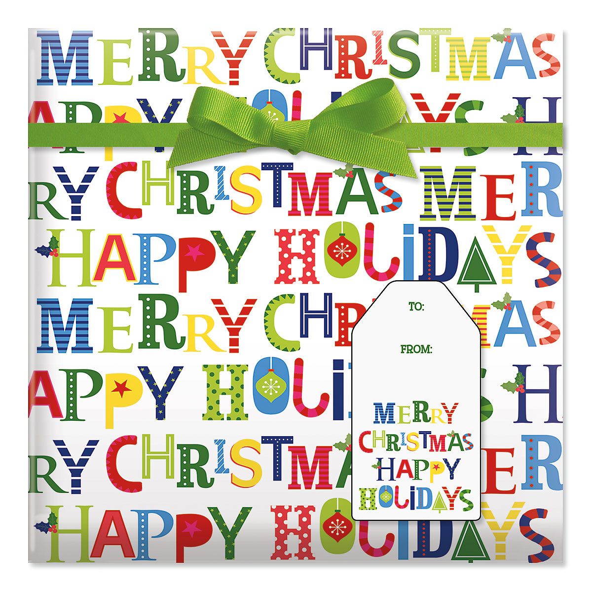 Merry Christmas Jumbo Rolled Gift Wrap and Labels | Current ...
