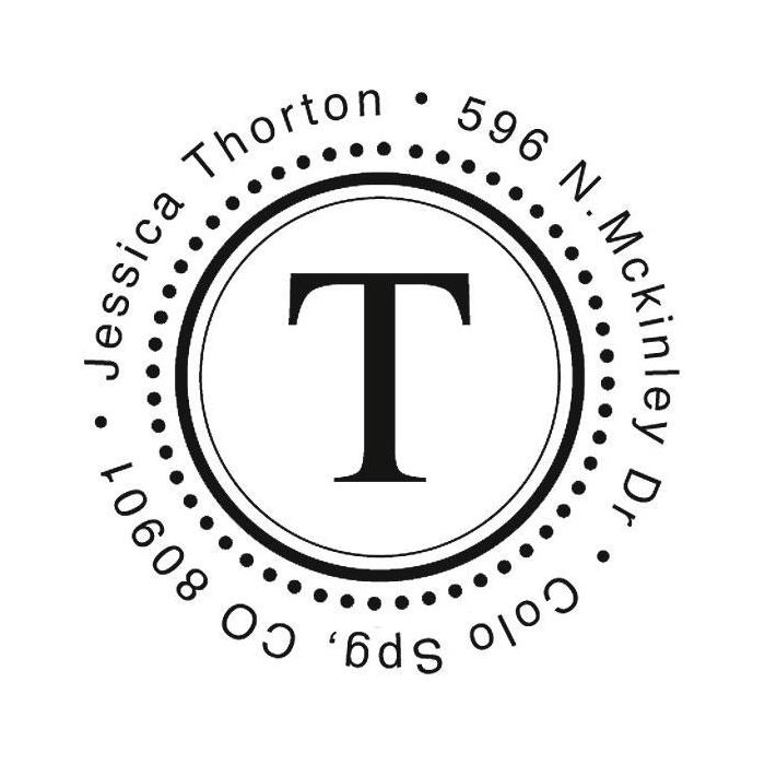 round initial stamper formal font current catalog