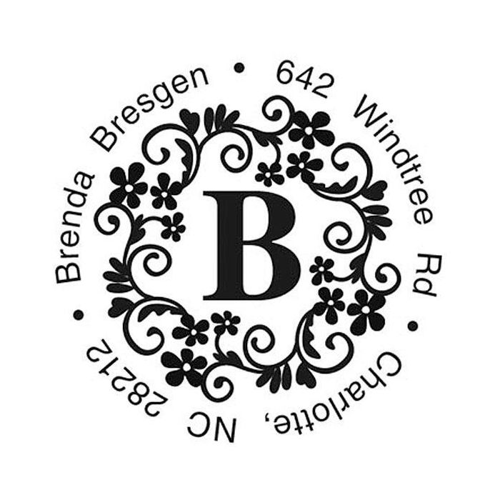round initial stamper floral current catalog