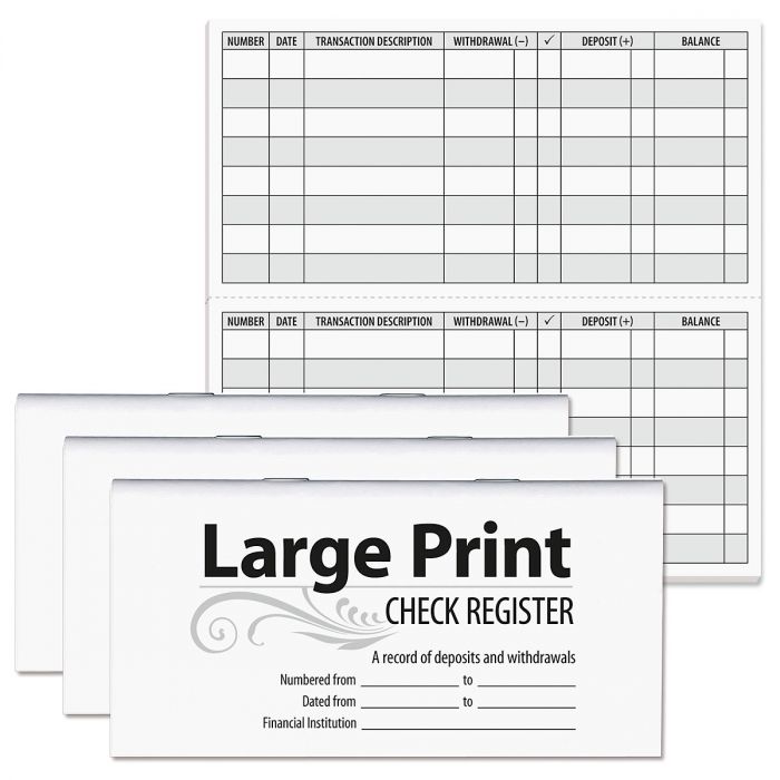 large print check registers current catalog