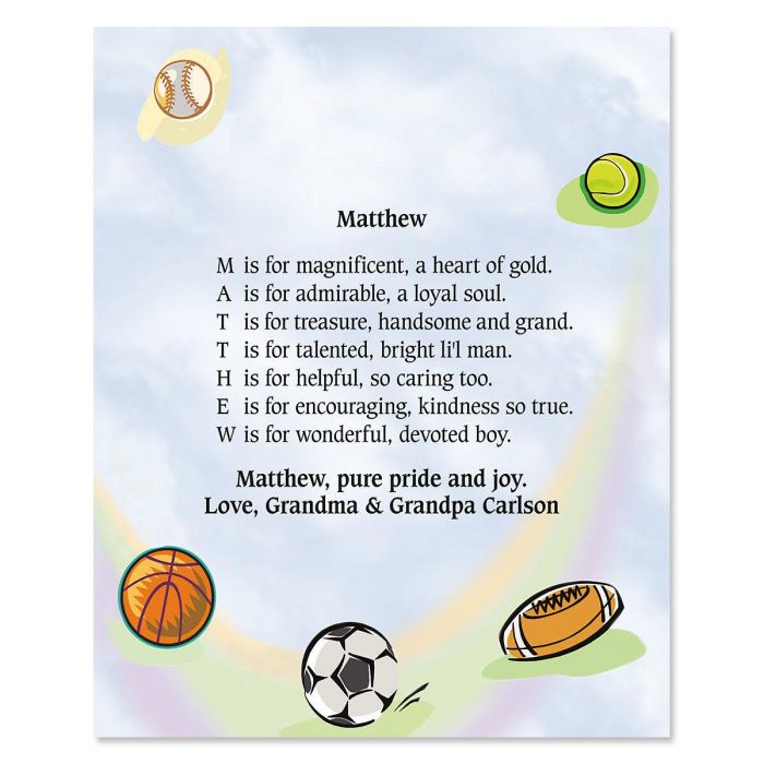 Sports Balls Name Poem Print | Current Catalog