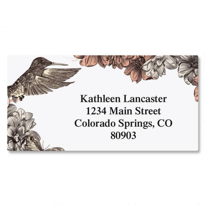 Hummingbird Garden Border Address Labels 