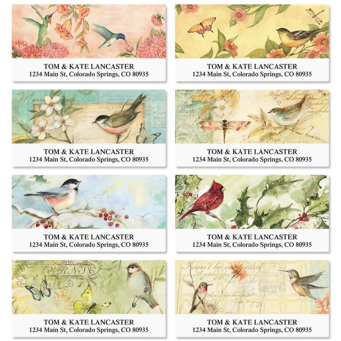 seasonal birds deluxe address labels current catalog