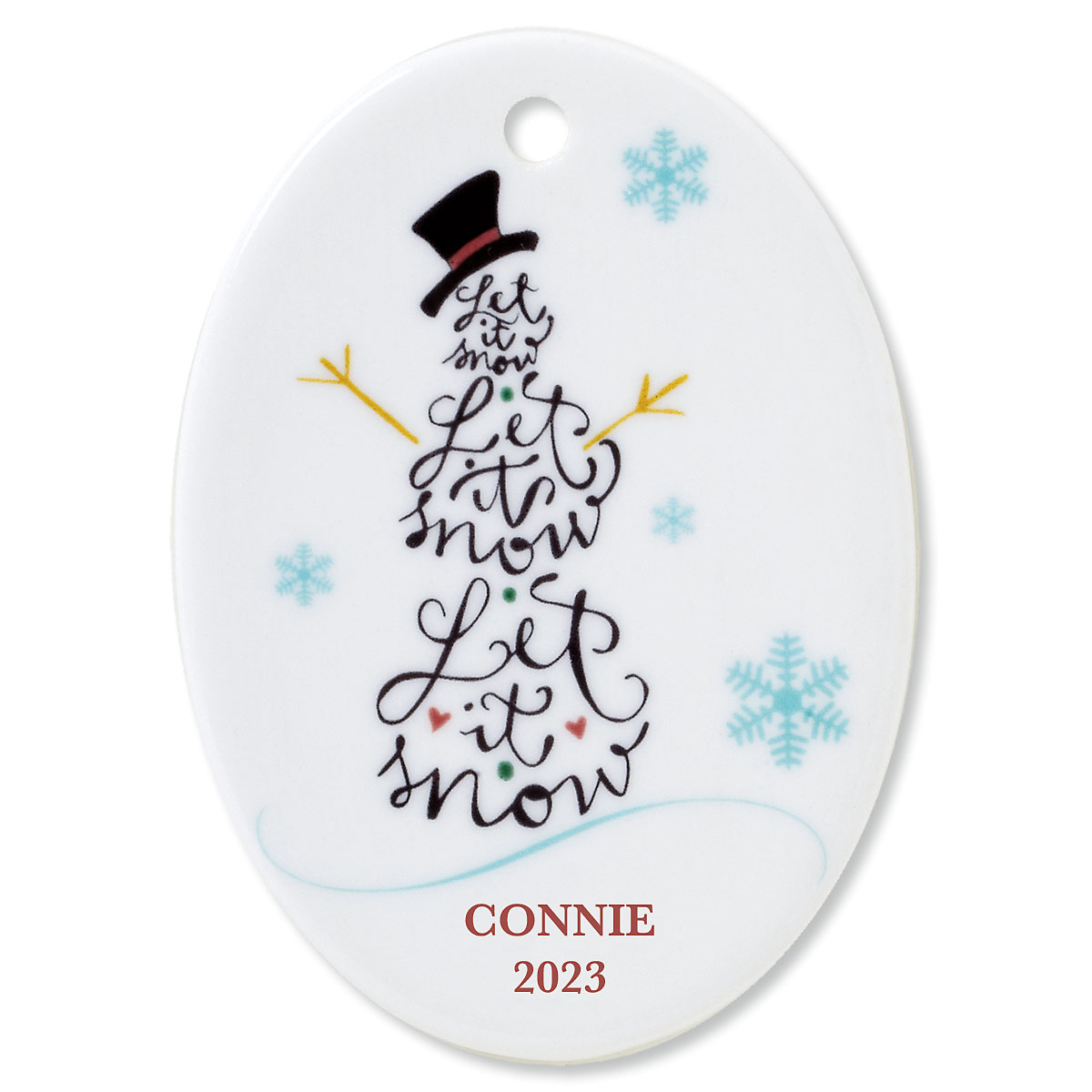 Let it Snow Ceramic Personalized Christmas Ornament