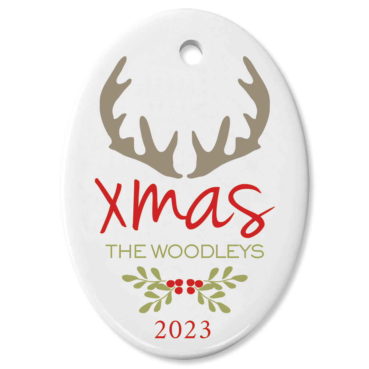 Antlers Ceramic Personalized Christmas Ornament Current Catalog