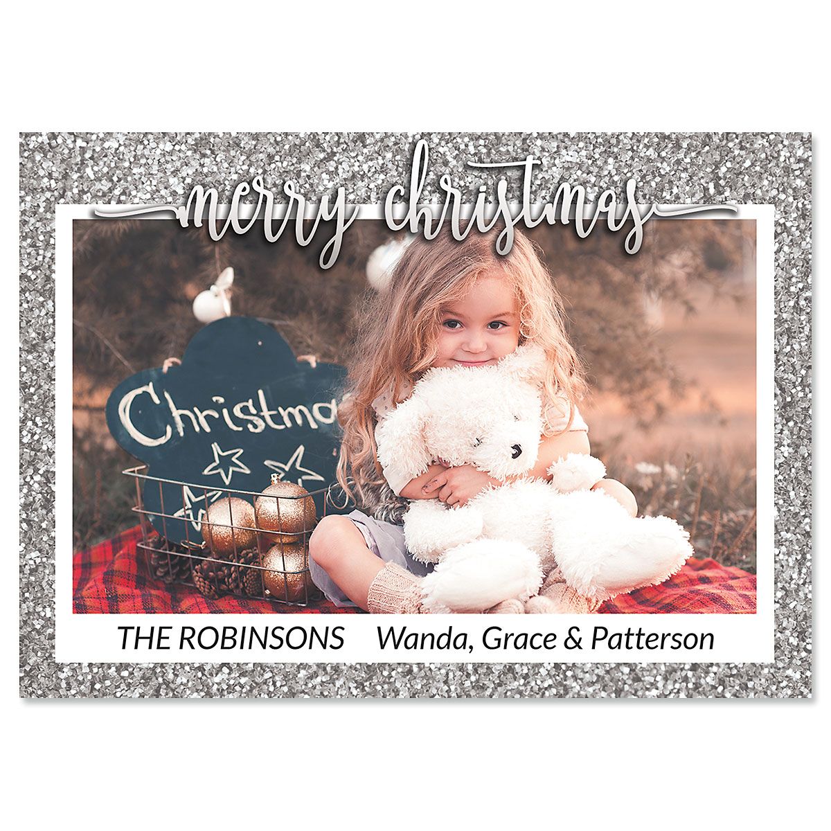 Silver Glitter Photo Christmas Cards - 20