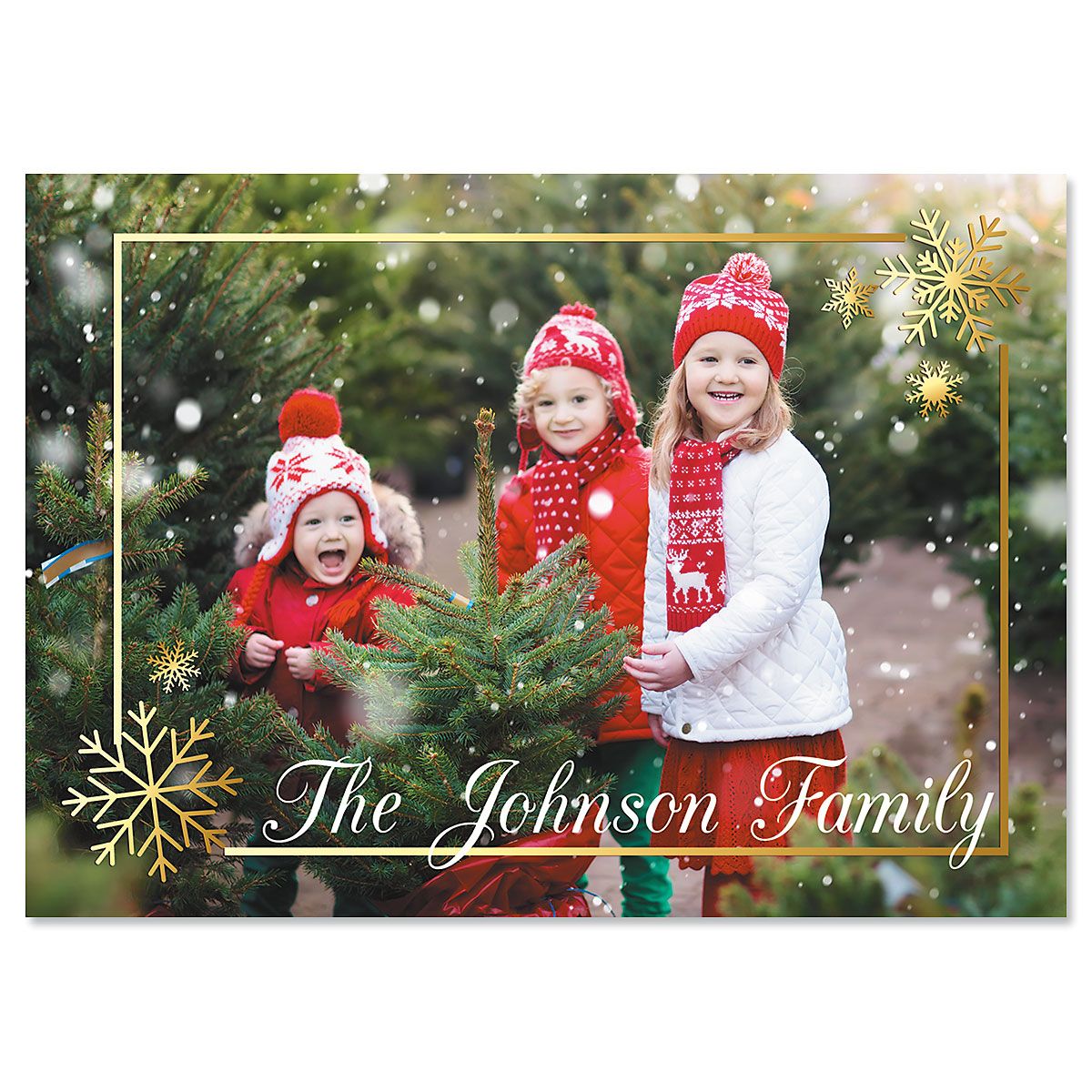 Golden Snowflake Photo Christmas Cards - 20