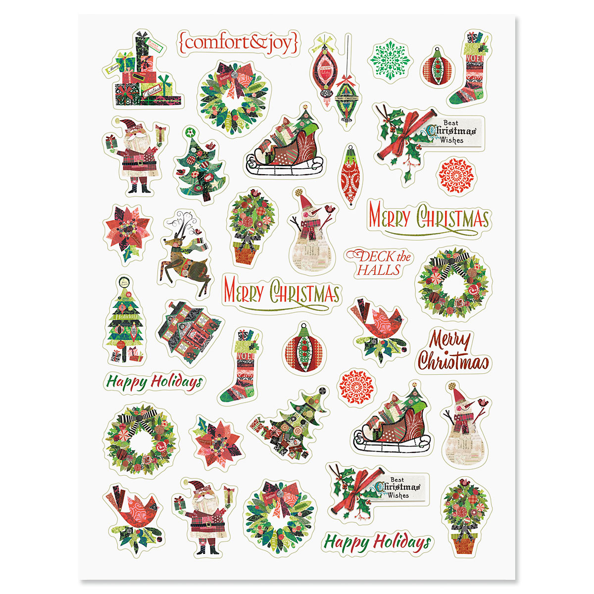 Deck The Halls Collection Christmas Cardstock Stickers Icons