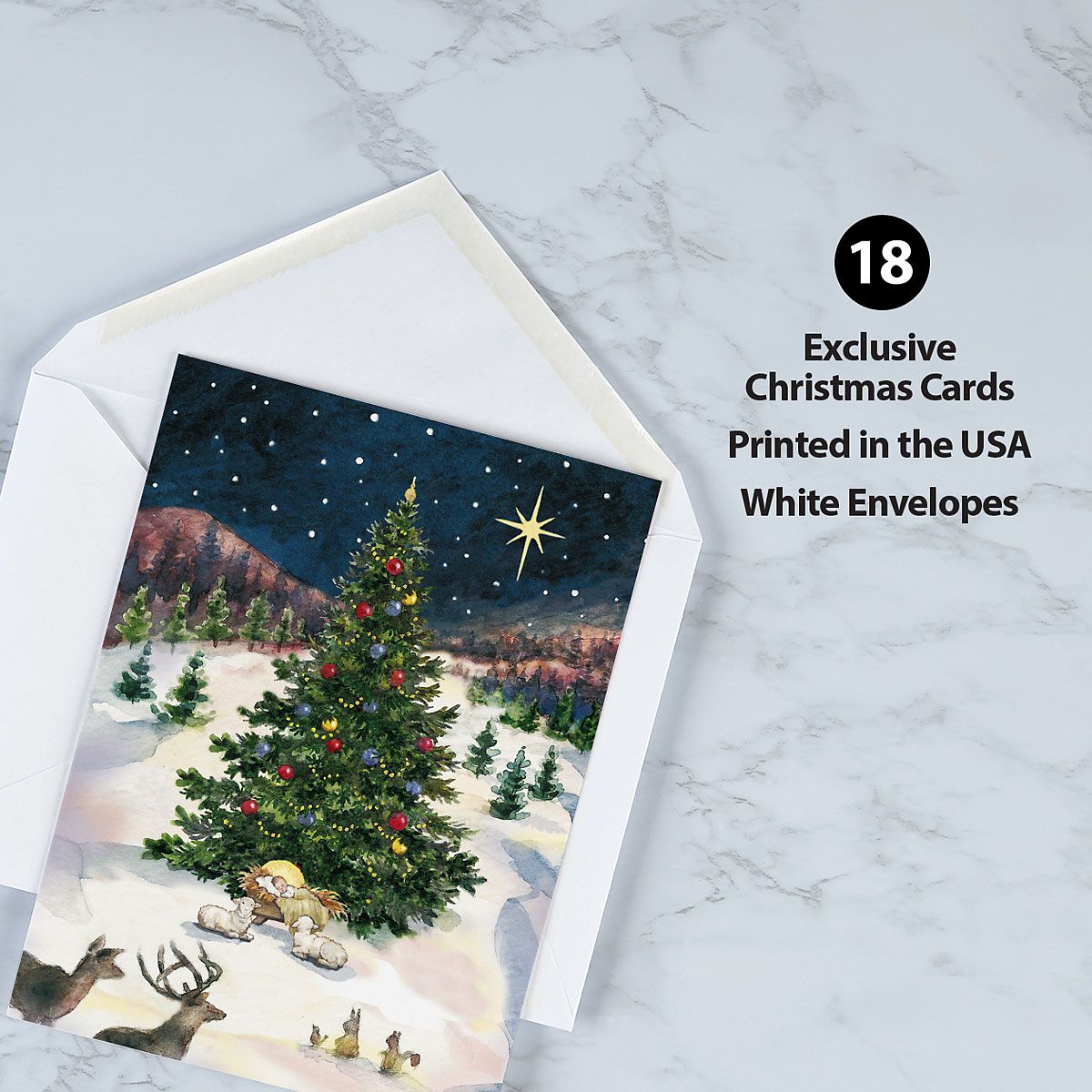 Christmas Tree with Manger Religious Christmas Cards | Current Catalog