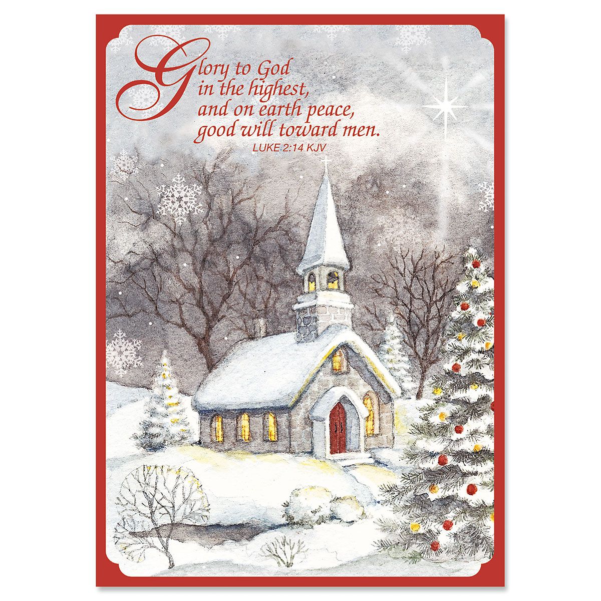 snowy church religious christmas cards current catalog