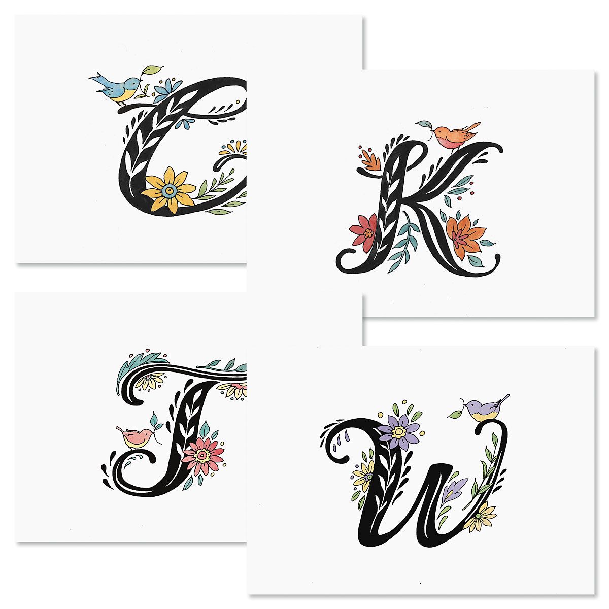 Personalized Floral Monogram Note Cards | Current Catalog