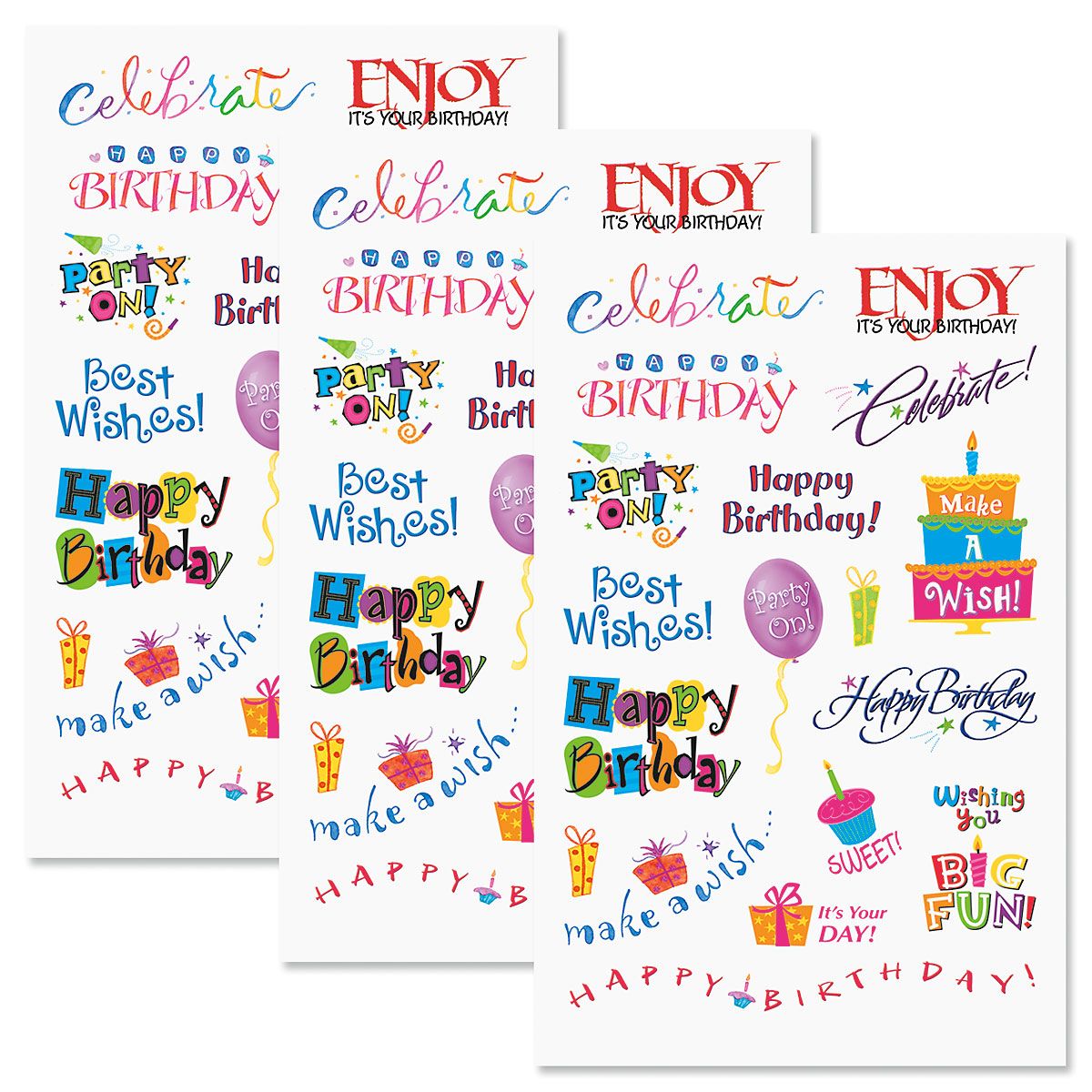 Birthday Word Stickers