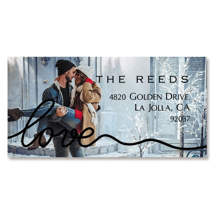 Love Black Caption Border Photo Personalized Address Labels