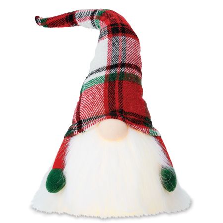 Nain De Noël (Gnome) Décoratif - 8 Pouces (20 Cm), Tissu Rouge Et Vert écossais, Neuf