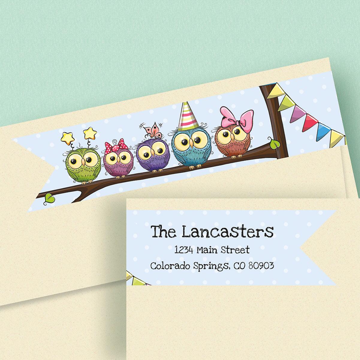 Owl Post Labels Address Label Stickers Happy Tree Owls PRINTABLE ADDRESS LABELS Address ...