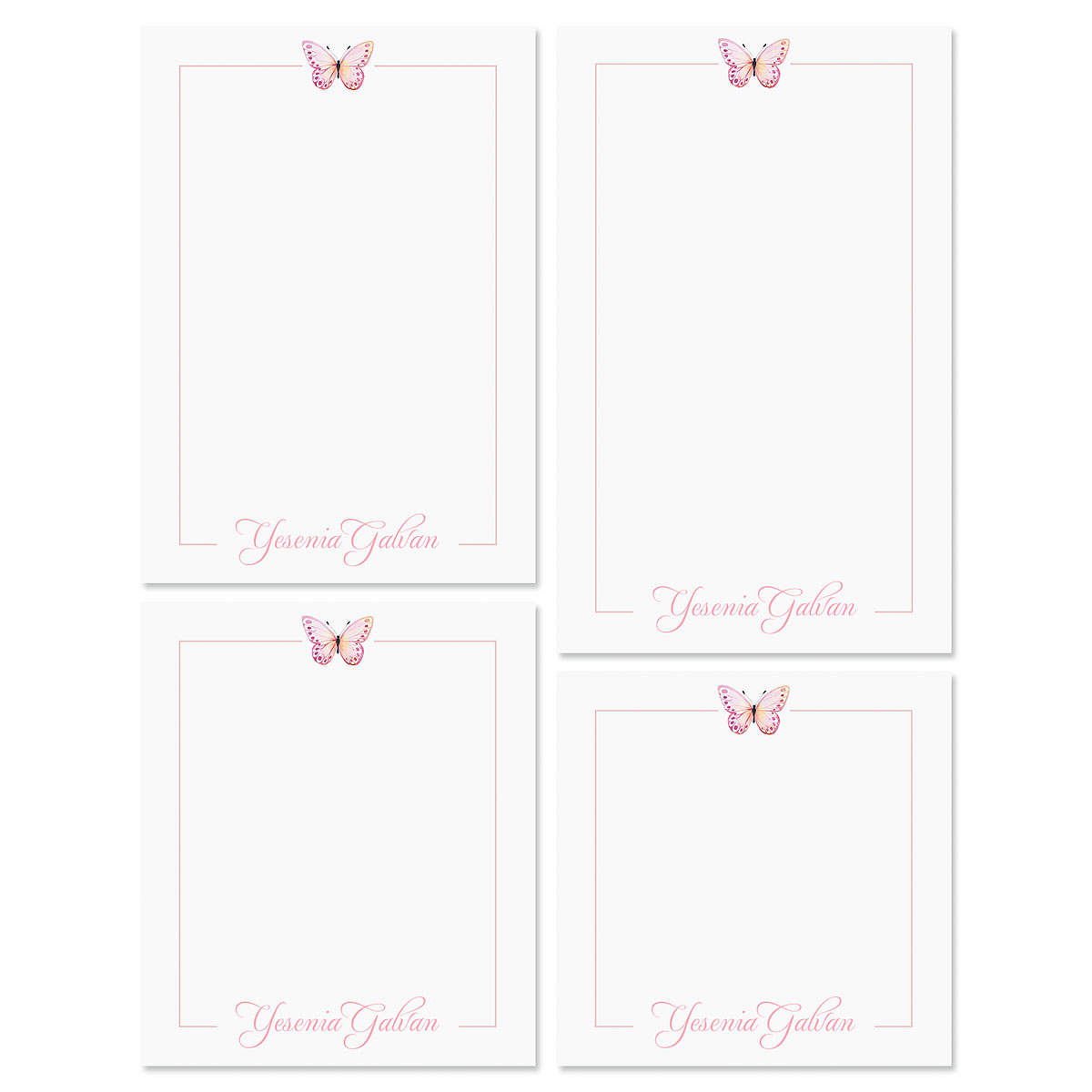 Pink Butterfly with Border Personalized Notepad Set | Current Catalog