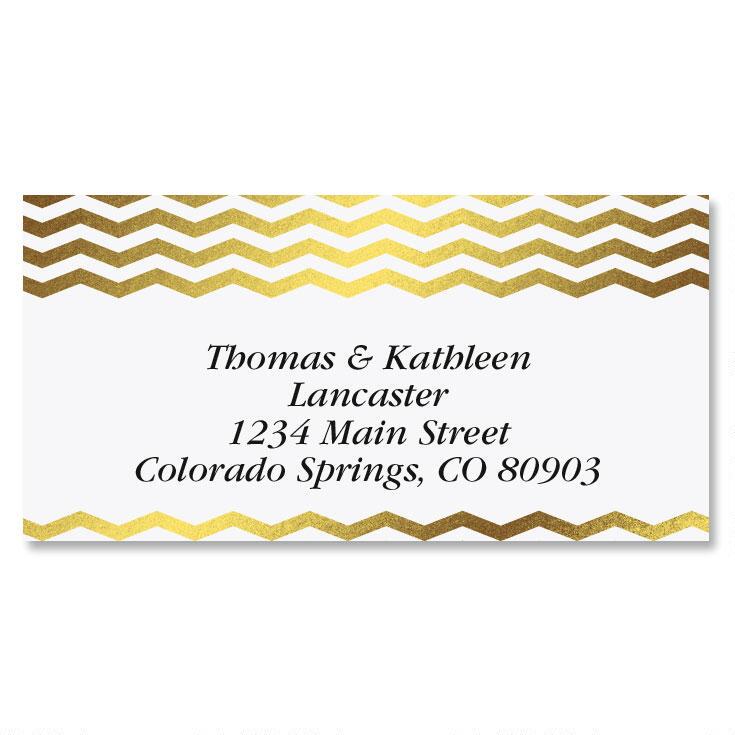 Gilded Chevron Foil Border Address Labels | Current Catalog