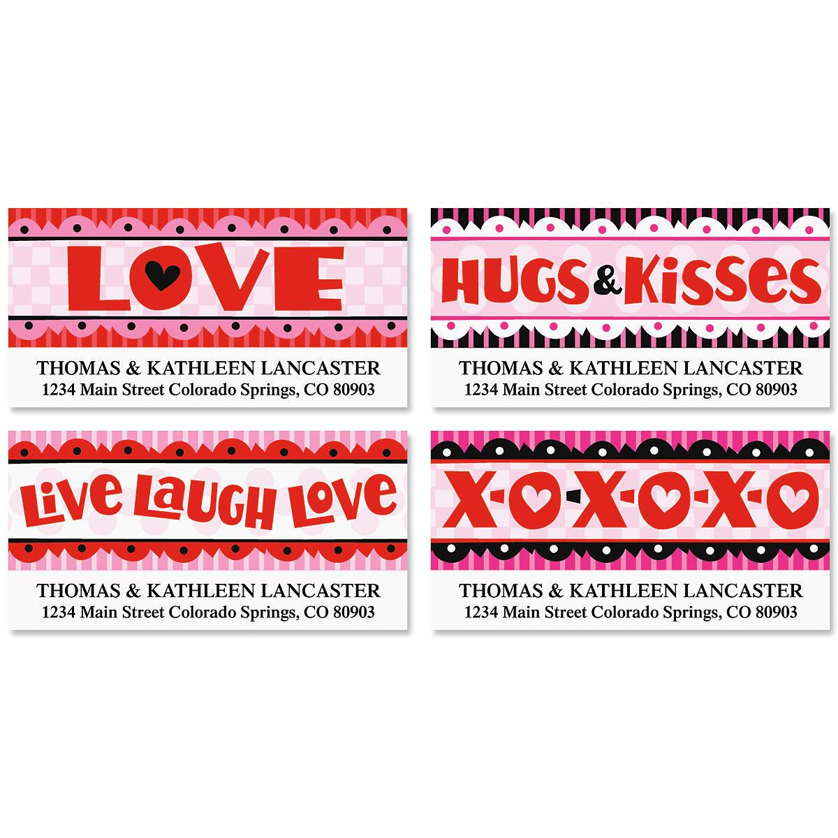 Hugs and Kisses Deluxe Address Labels (4 designs)