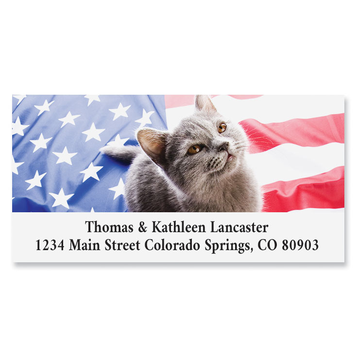 Patriotic Kitty Cat Deluxe Address Labels | Current Catalog