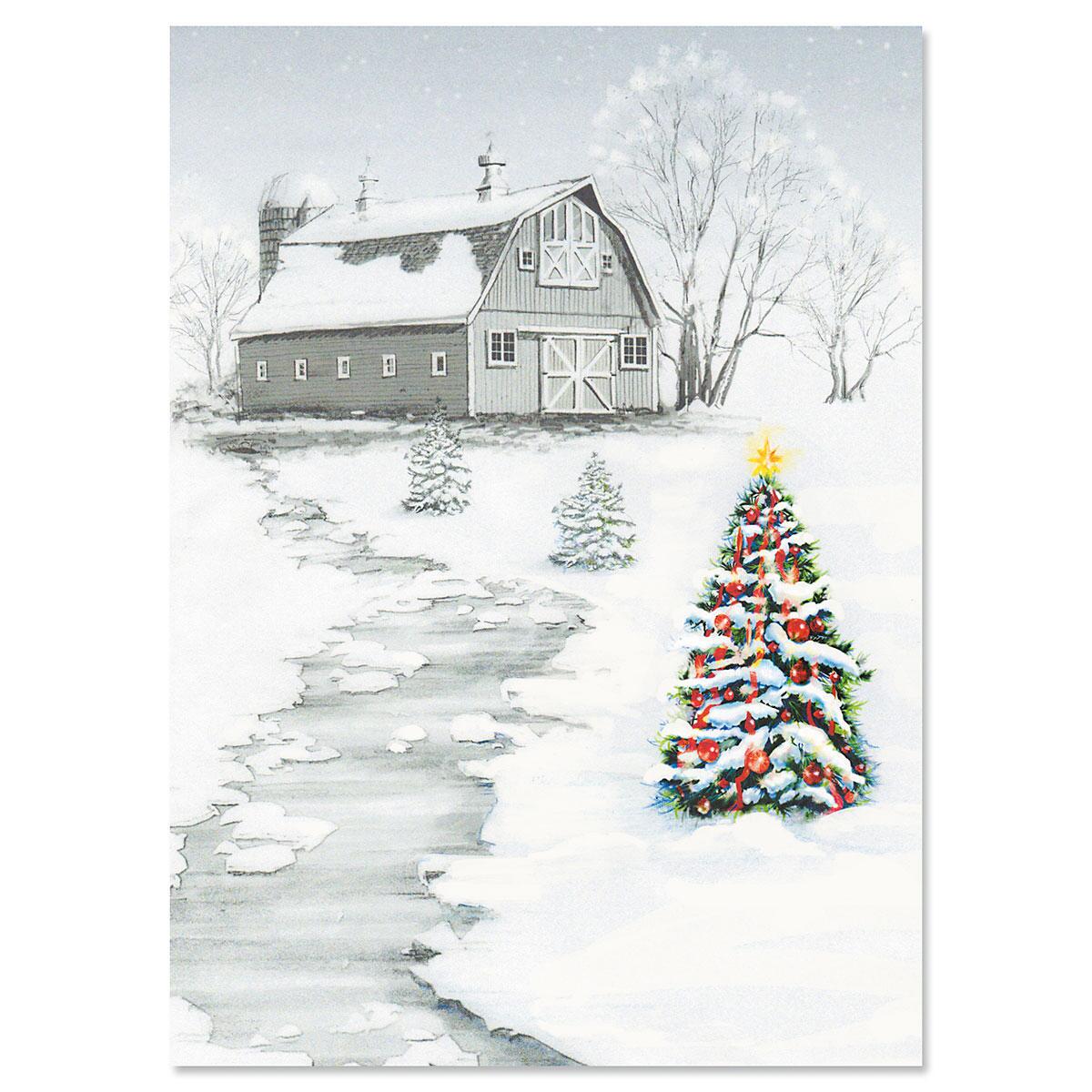 Winter Barn Personalized Christmas Cards Set of 18 Current Catalog