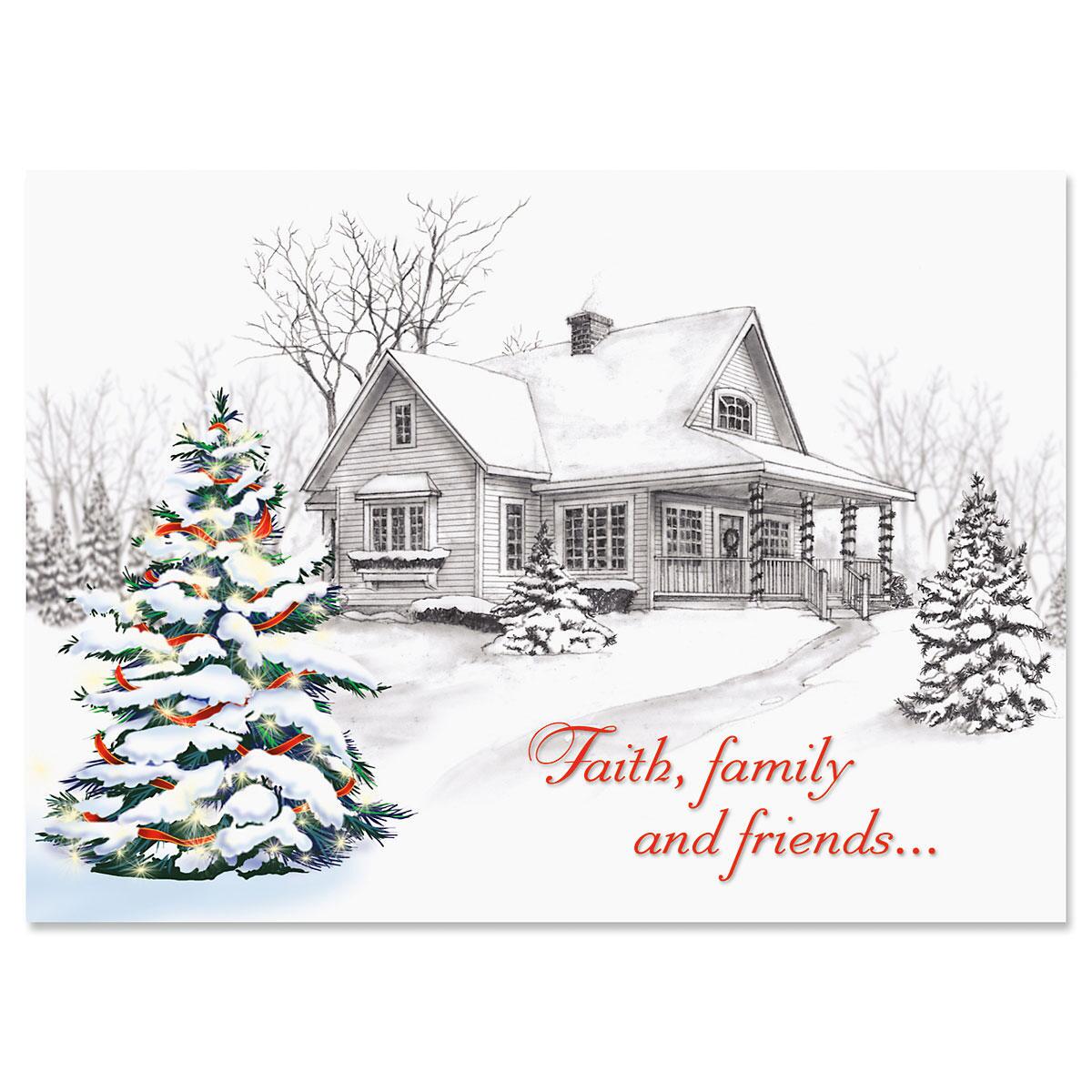 Winter Home Personalized Christmas Cards Set of 18 Current Catalog