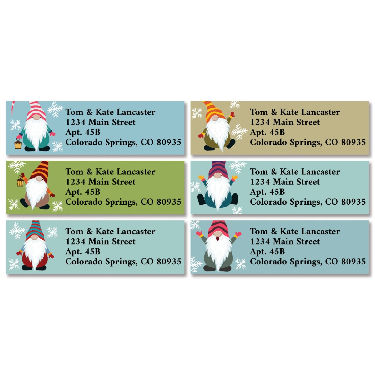 Fun Gnome Christmas Address Labels with Blue Snowflakes - Digital