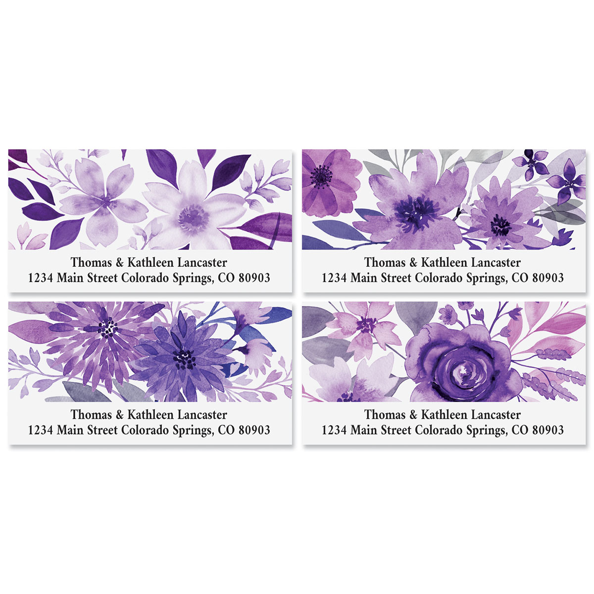 Pearlized Address Label Amethyst Floral Deluxe Address Labels (4 Designs) | Current Catalog