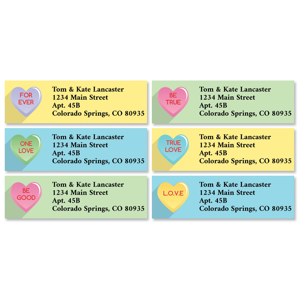 Candy Hearts Classic Address Labels (6 Designs) | Current Catalog