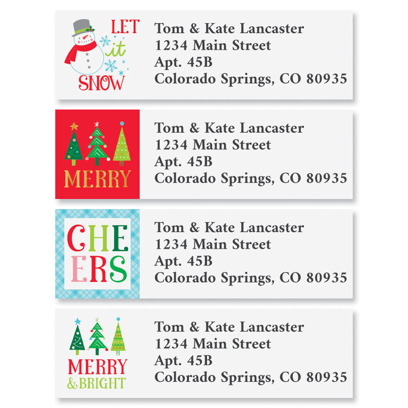 Merry Cheers Classic ddress Labels (6 Designs) | Current Catalog