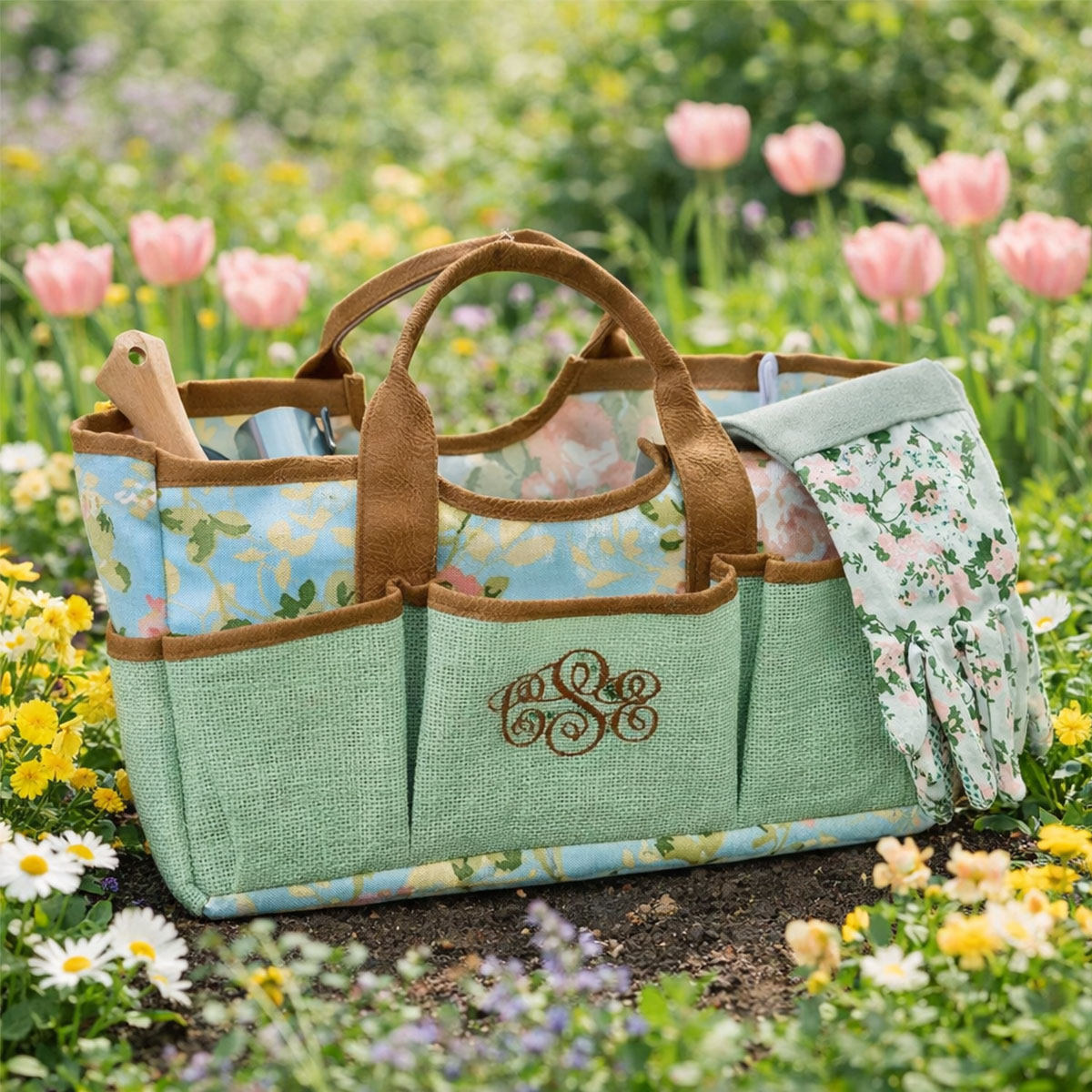 Rose Print Garden Tool Bag  